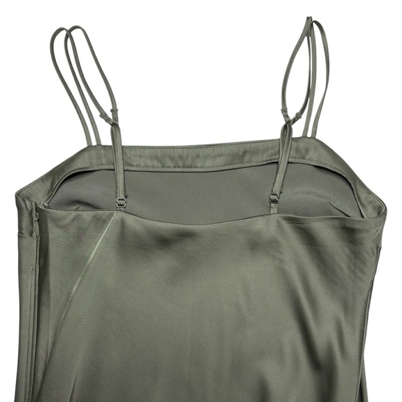 Abercrombie & Fitch Satin Slip Dress Size XSP Sage Green Side Zip - Picture 5 of 11
